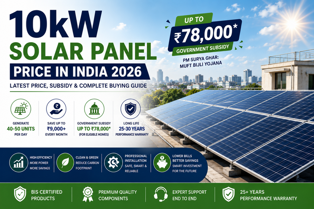 10kW Solar Panel Price and Subsidy in India 2026