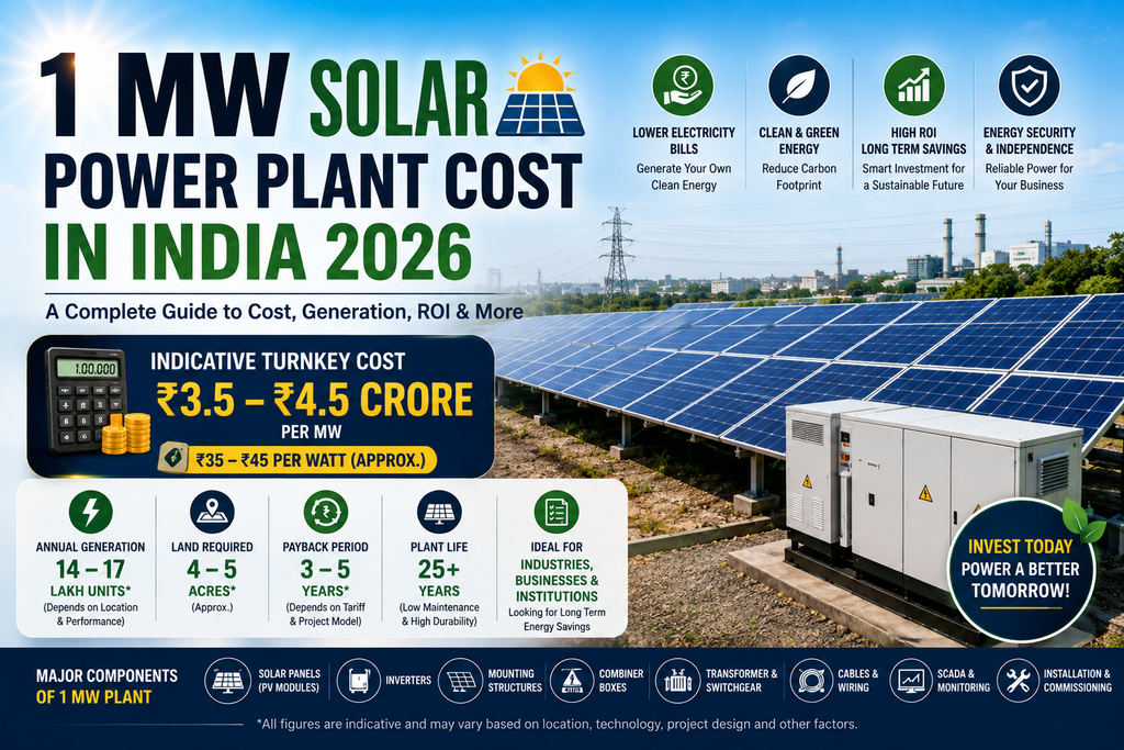 1 MW Solar Power Plant Cost in India 2026