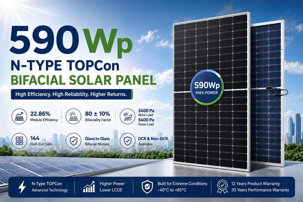 590Wp N-Type TOPCon Bifacial Solar Panel