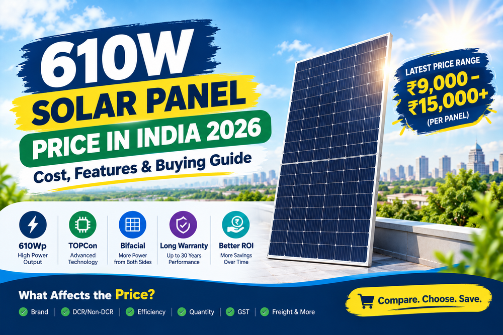 610 Watt Solar Panel Price in India 2026: Cost, Features – Bluebird Solar