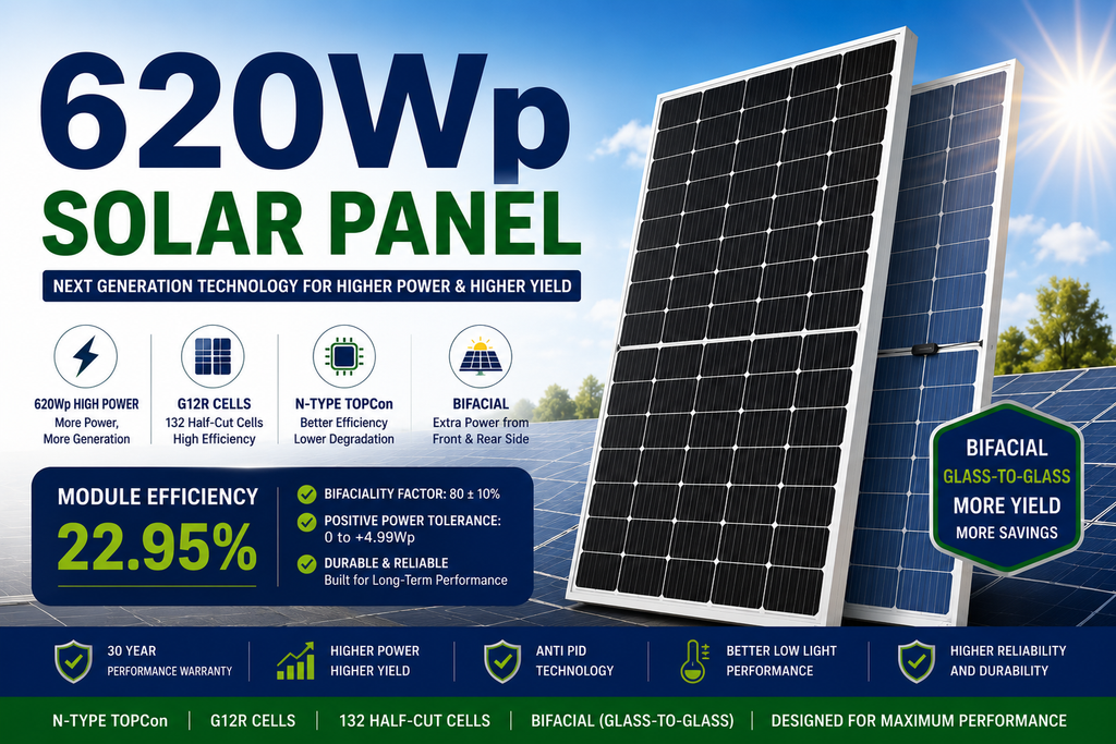 620Wp G12R N-Type TOPCon Bifacial Glass-to-Glass Solar Panel