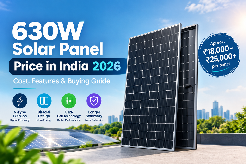 630Wp Solar Panel Price in India 2026: Cost, Features, Efficiency & Buying Guide