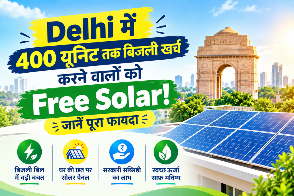 Delhi में 400 यूनिट तक बिजली खर्च करने वालों को Free Solar! जानें पूरा फायदा