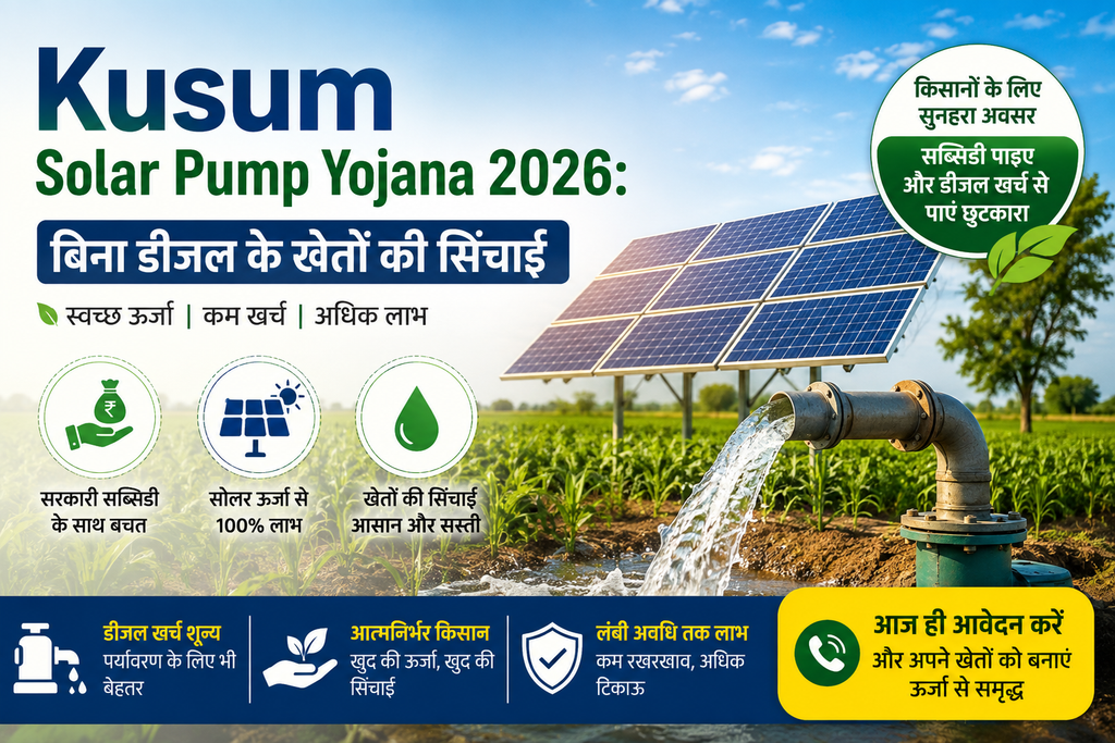 Kusum Solar Pump Yojana 2026: बिना डीजल के खेतों की सिंचाई