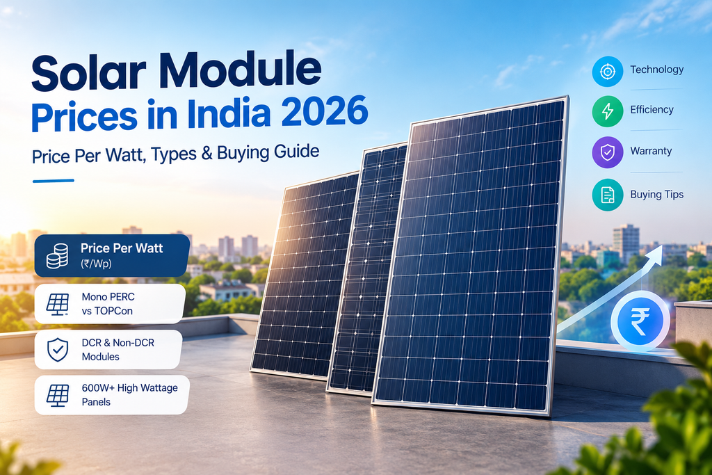 Solar Module Prices in India 2026: Price Per Watt, Types & Buying Guide