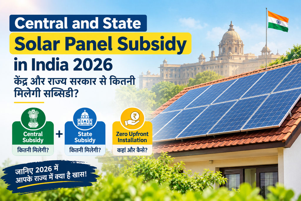Solar Panel Subsidy in India 2026: केंद्र और राज्य सरकार से कितनी मिलेगी सब्सिडी?