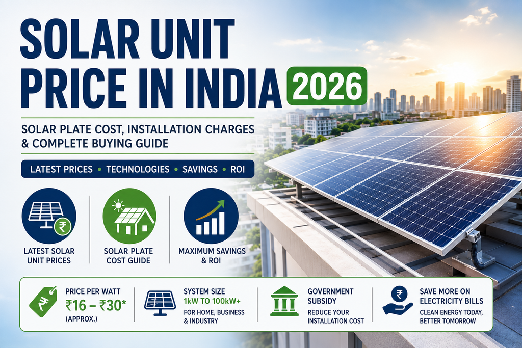 Solar Unit Price in India (2026): Solar Plate Cost, Installation Charges & Complete Buying Guide