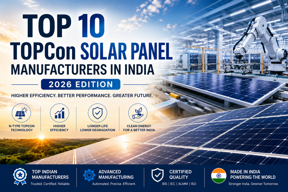 Top 10 TOPCon Solar Panel Manufacturers in India (2026) – Bluebird Solar