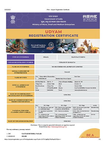UDYAM Certificate - Bluebird Solar