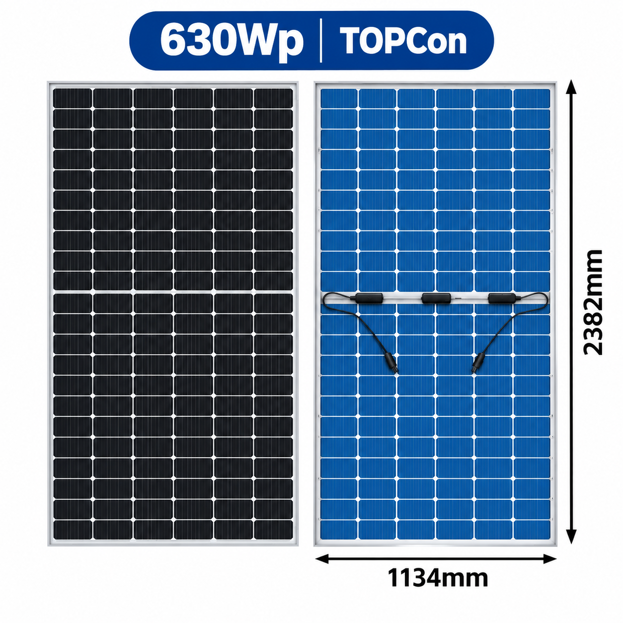 630Wp solar panel dimensions
