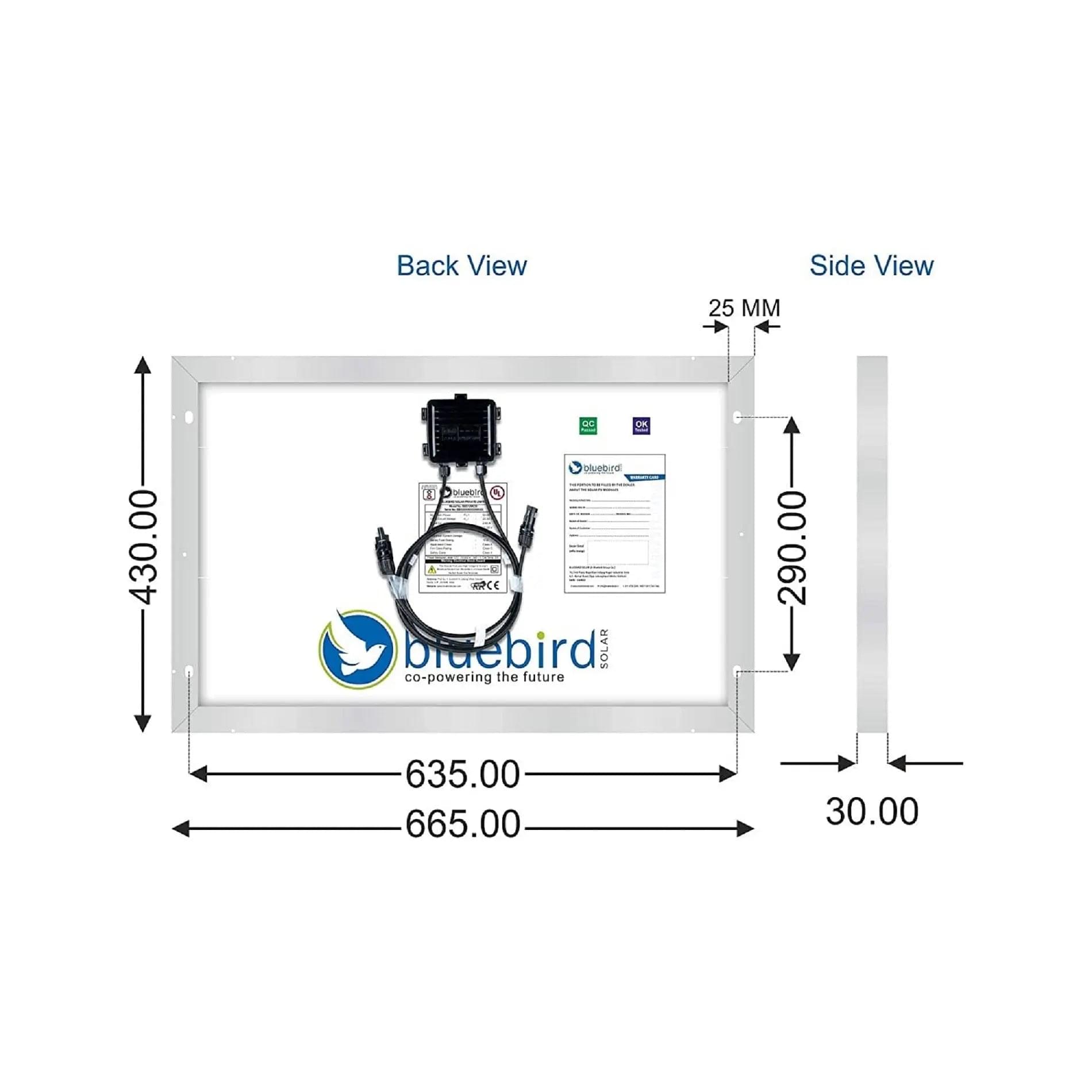 Bluebird 50 Watt Solar Panel Size