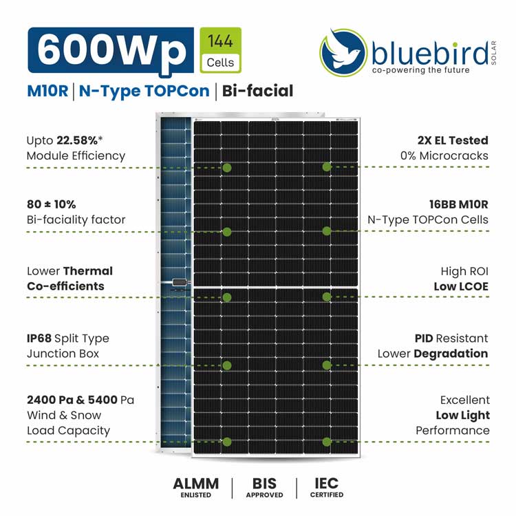 M10R 600Wp DCR Solar Panel Specification